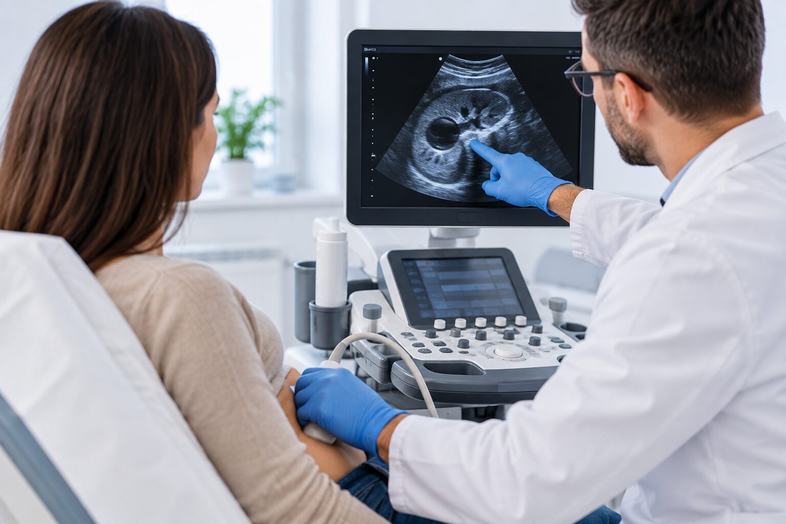 Badanie USG nerki podczas diagnostyki torbieli na nerce